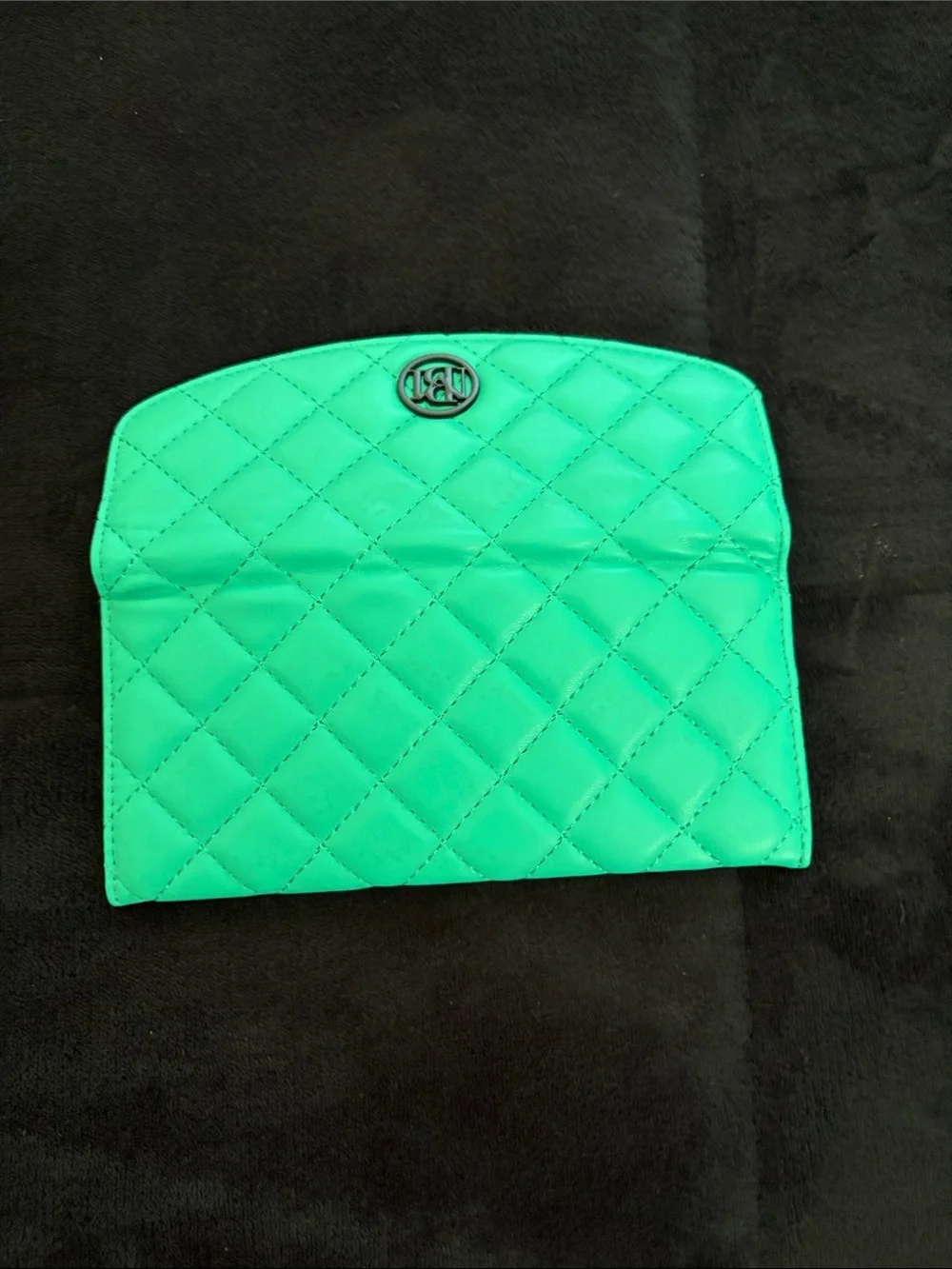 Badgley Mischka Quilted Turquoise Envelope Wallet with Logo